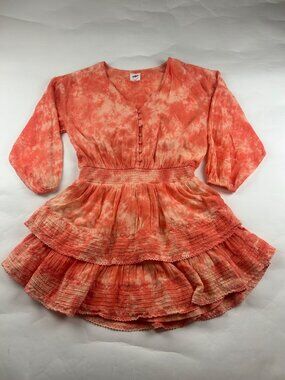 Aerie Coral Orange Cotton Fit & Flare Mini Dress L